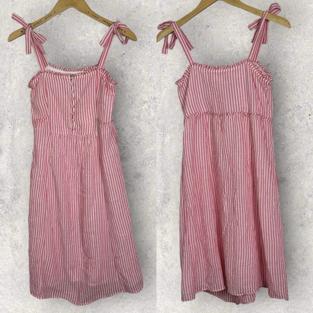 Sezane Juliette Pink Striped Midi Dress Size 34 French of US 2 Romantic Bohemian - Picture 3 of 13